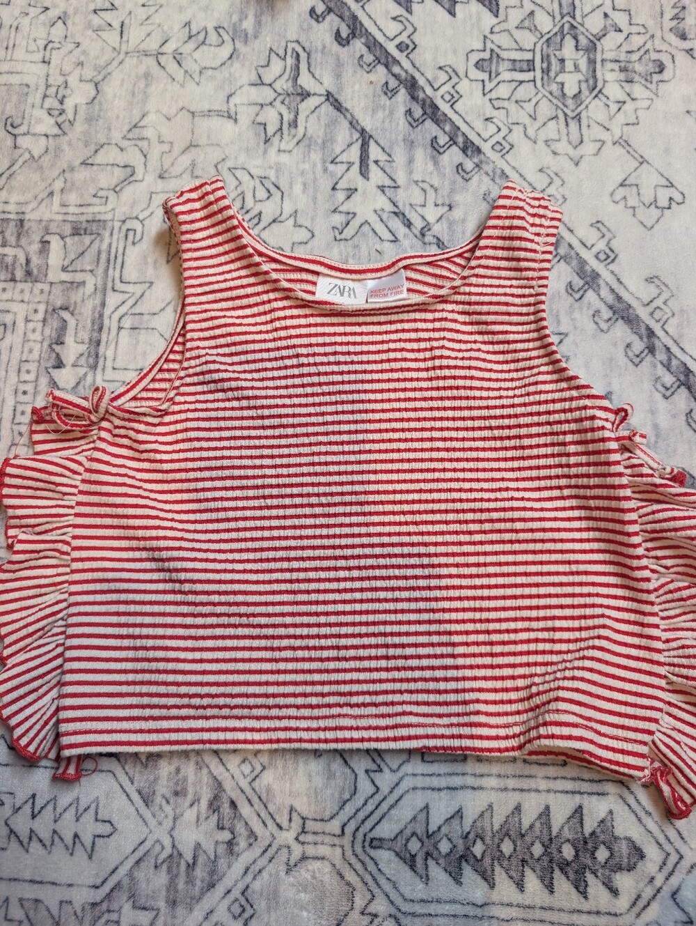Girls Zara Red and White Striped Tank With Ruffles
